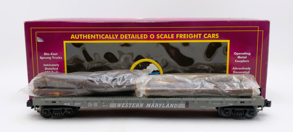 MTH 20-98102 O Western Maryland Flatcar with Log Load #2317 LN/Box