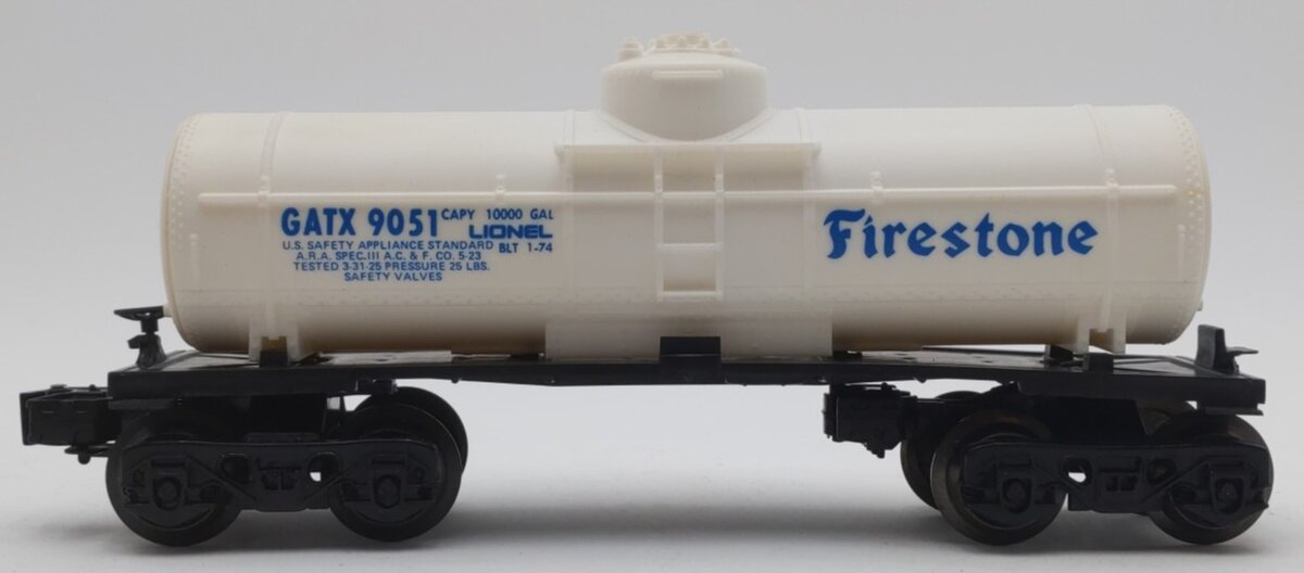 Lionel 6-9051 O Gauge Firestone Single Dome Tank Car VG/Box