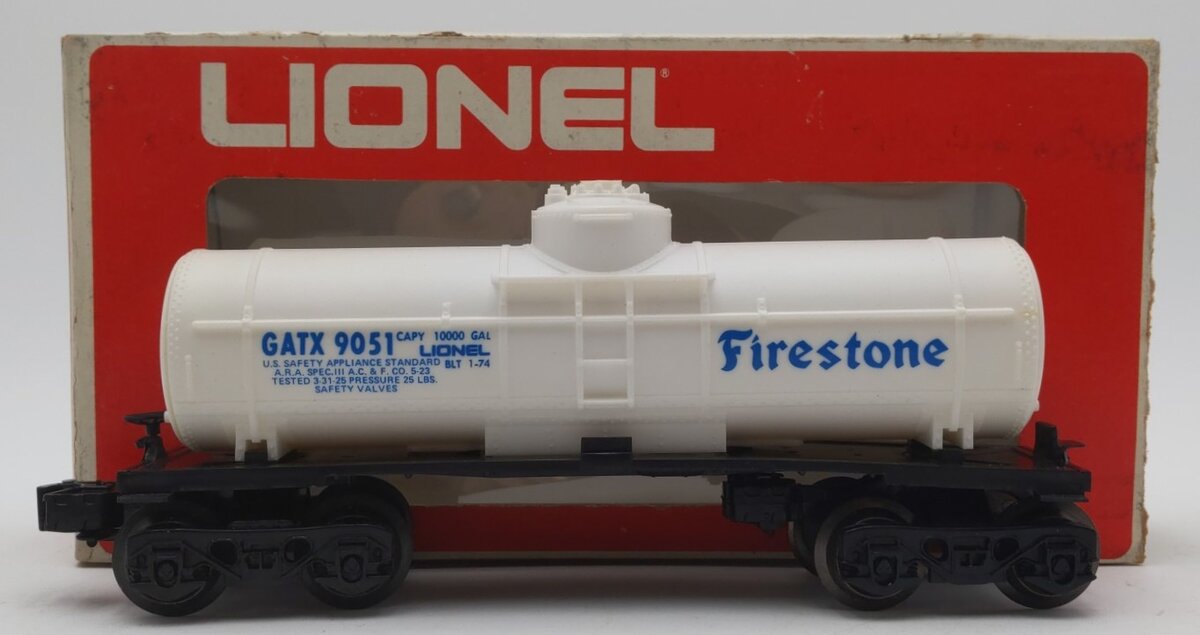 Lionel 6-9051 O Gauge Firestone Single Dome Tank Car VG/Box