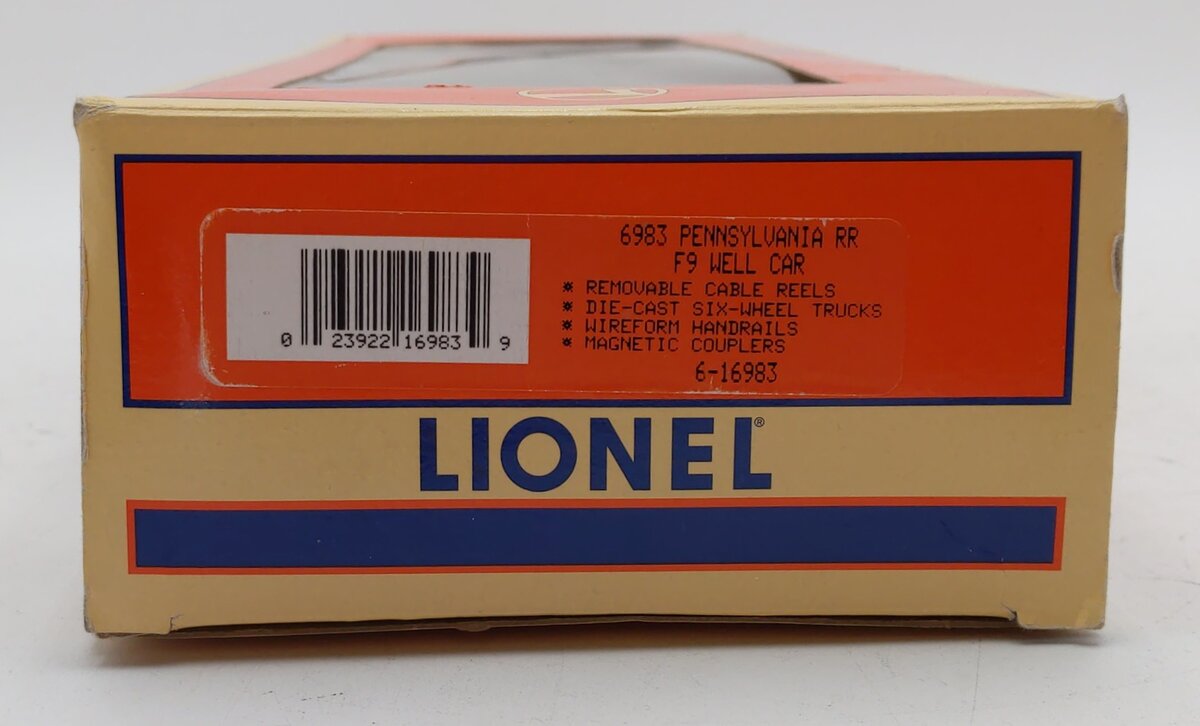 Lionel 6-16983 O Gauge Pennsylvania F-9 Well Car w/Cable Reels #16983 LN/Box