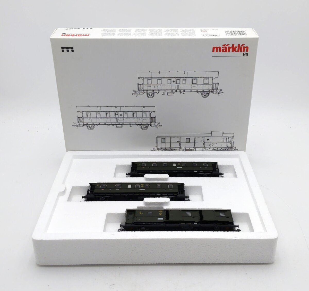 Marklin 43137 HO Scale German Imperial Railway 3-Car Passenger Set LN/Box