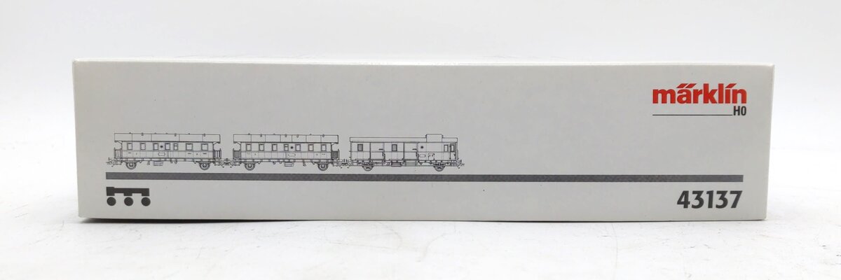 Marklin 43137 HO Scale German Imperial Railway 3-Car Passenger Set LN/Box