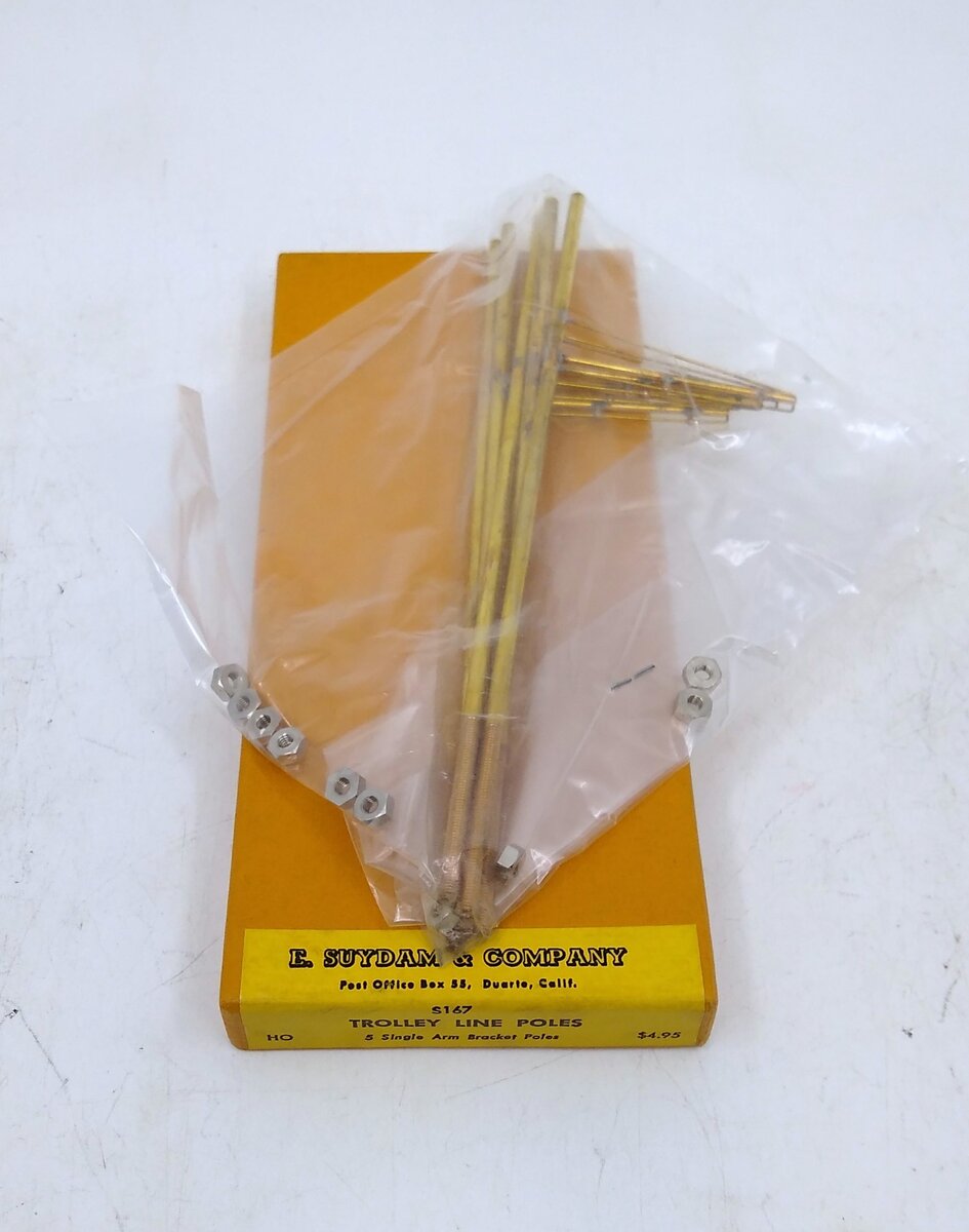E. Suydam & Co S-167 HO Trolley Line Poles Single Arm Bracket Poles (Box of 5)