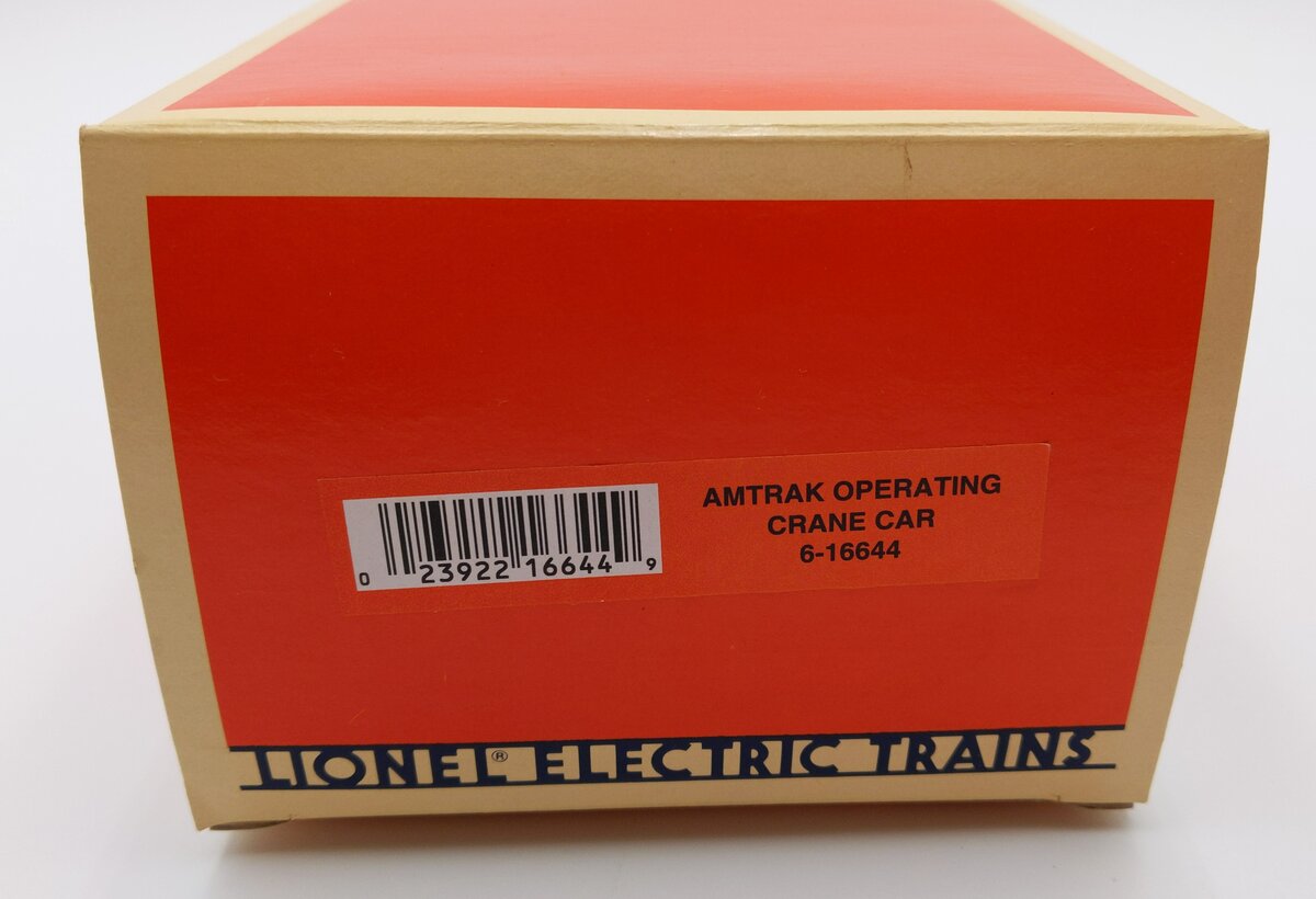Lionel 6-16644 O Gauge Amtrak Crane Car LN/Box