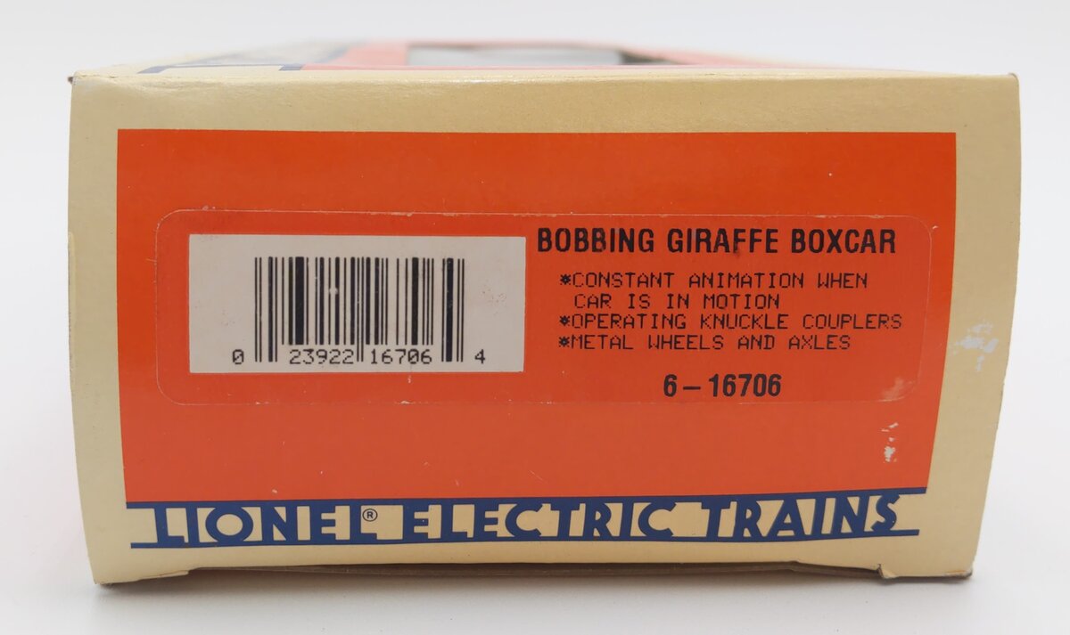Lionel 6-16706 O Gauge Bobbing Giraffe Boxcar LN/Box