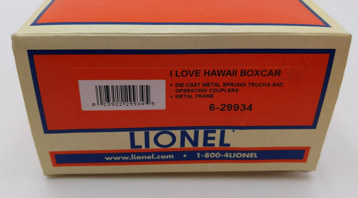 Lionel 6-29934 O Gauge I Love Hawaii Box Car NIB