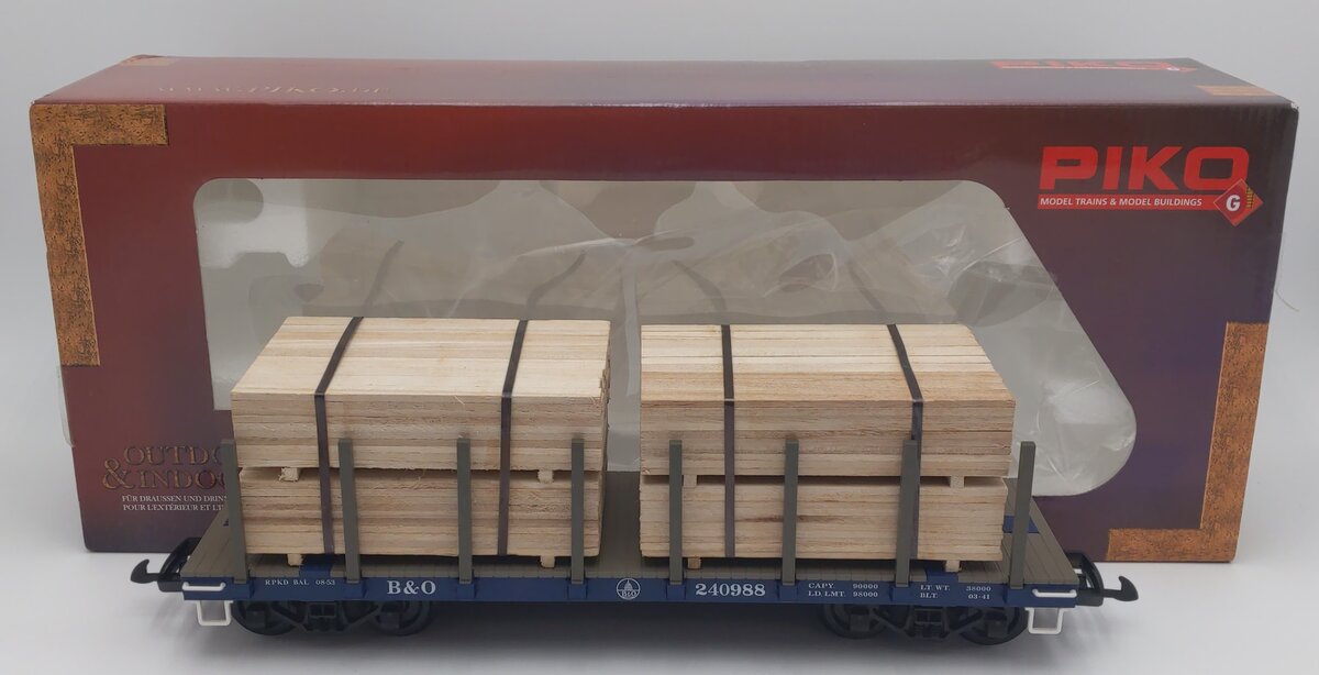 Piko 38741 G Baltimore & Ohio Flatcar with Lumber Load