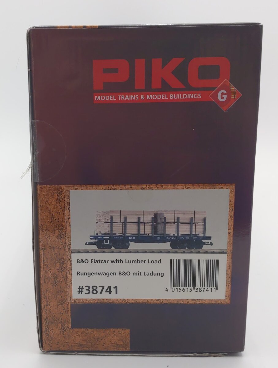 Piko 38741 G Baltimore & Ohio Flatcar with Lumber Load