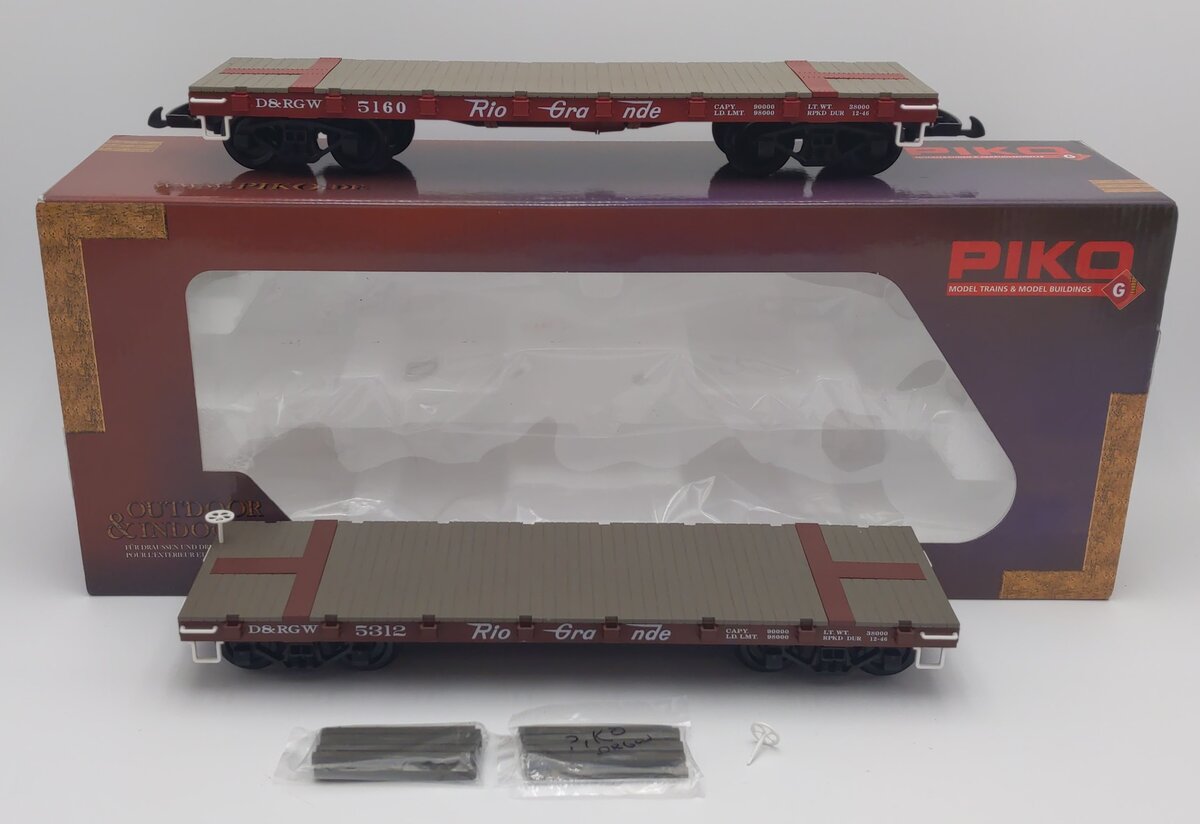 Piko 38771 G Denver & Rio Grande Western Flatcar w/Stakes (Set of 2)