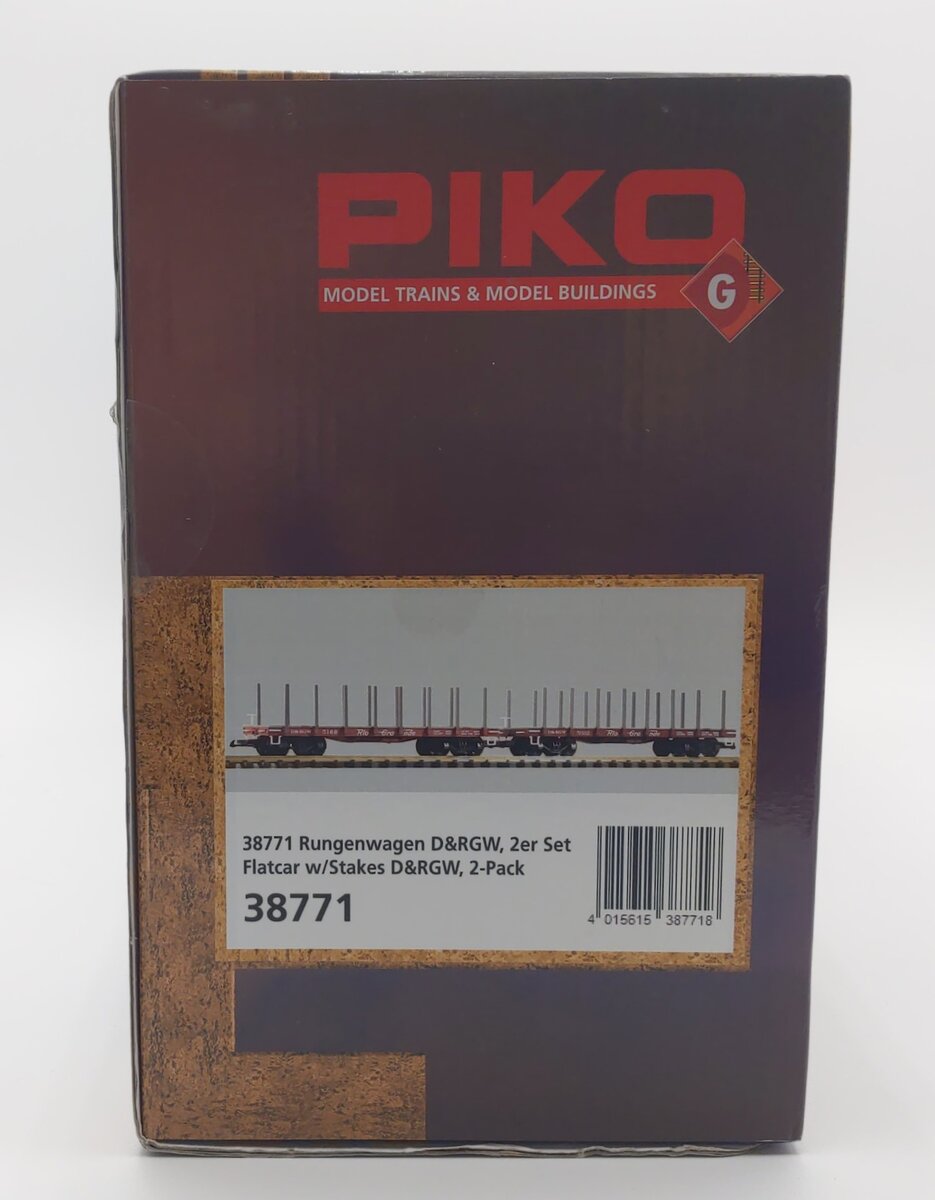 Piko 38771 G Denver & Rio Grande Western Flatcar w/Stakes (Set of 2)