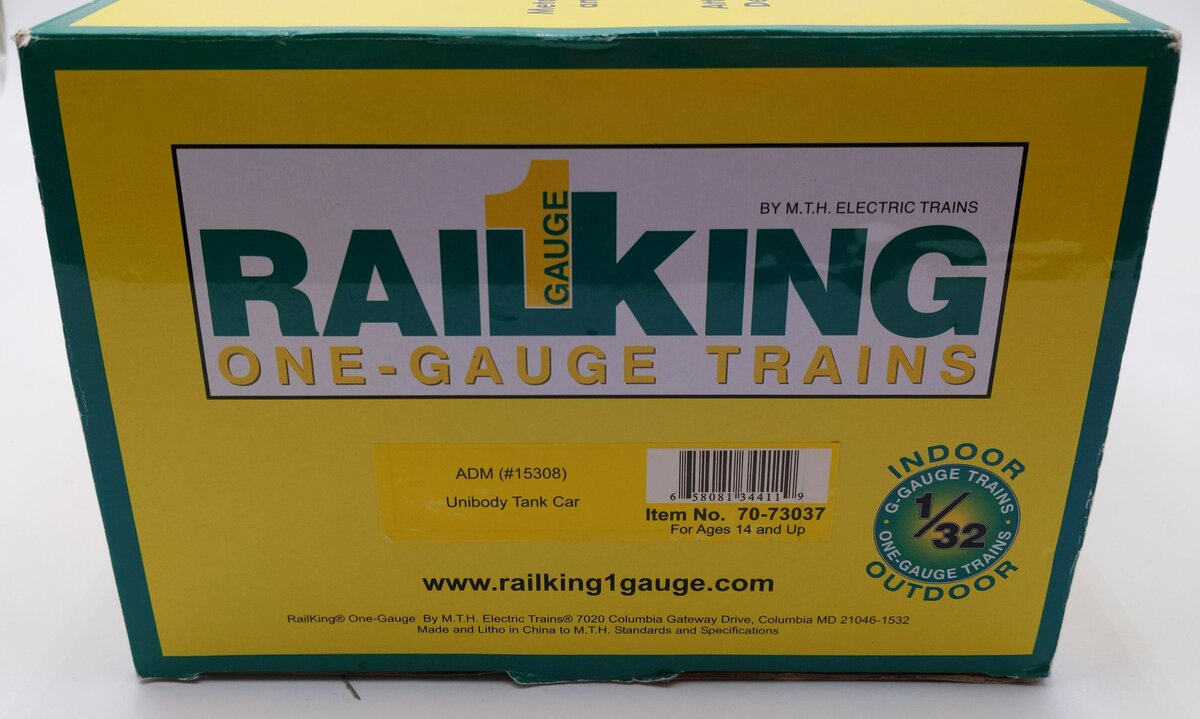 MTH 70-73037 G Scale ADM Unibody Tank Car #15308 (Metal Wheels)