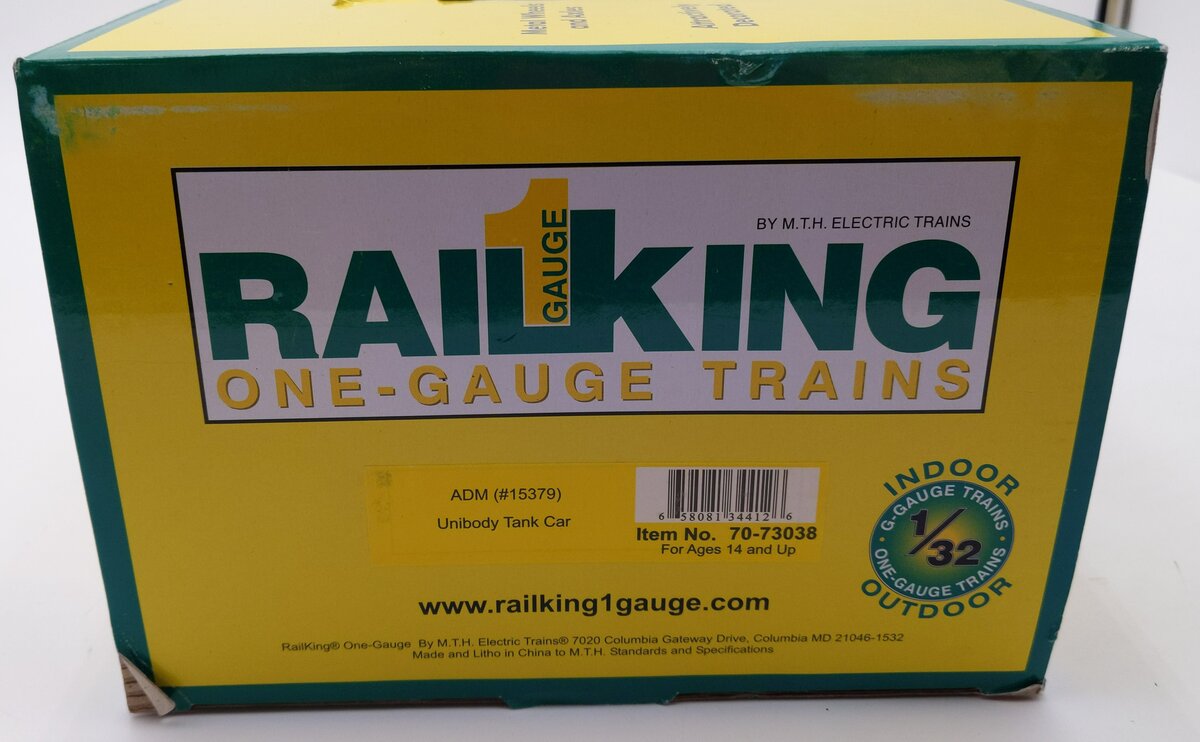 MTH 70-73038 G Scale ADM Unibody Tank Car #15379 w/ Metal Wheels