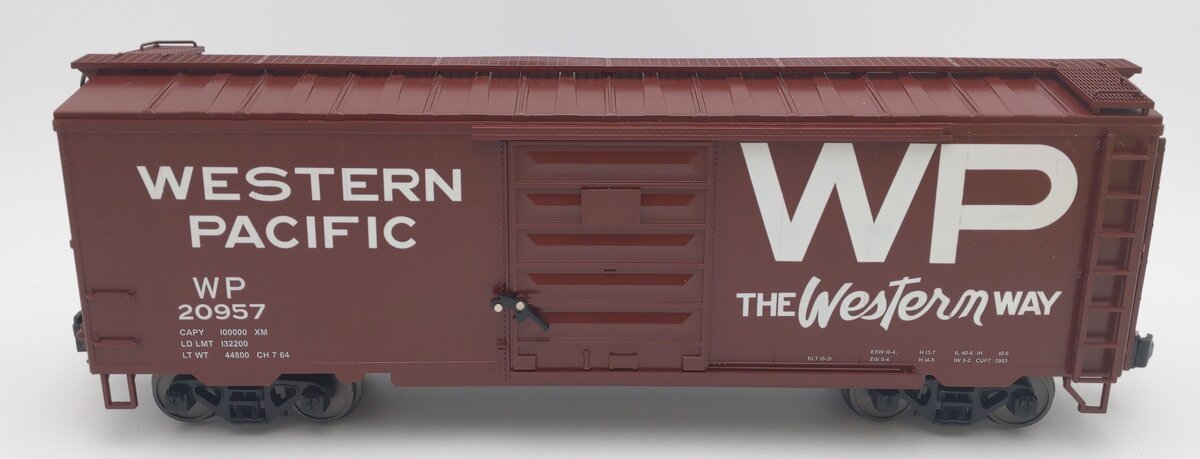 MTH 70-74089 G Scale Western Pacific Railking 40' Boxcar #20957 w/ Metal Wheels