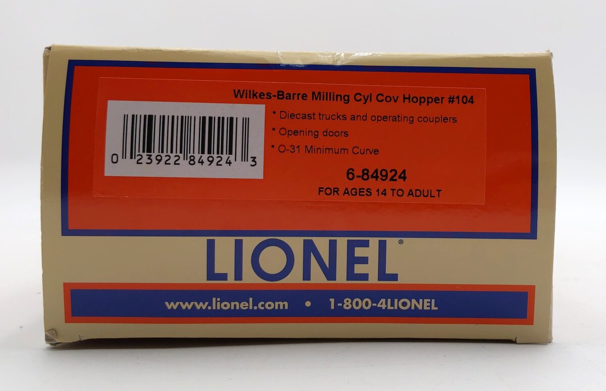 Lionel 6-84924 O Wilkes-Barre Mining Cylindrical Covered Hopper #104
