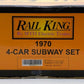 MTH 30-2122-1 O Gauge MTA New York City R-42 Subway Car Set w/PS1 LN/Box