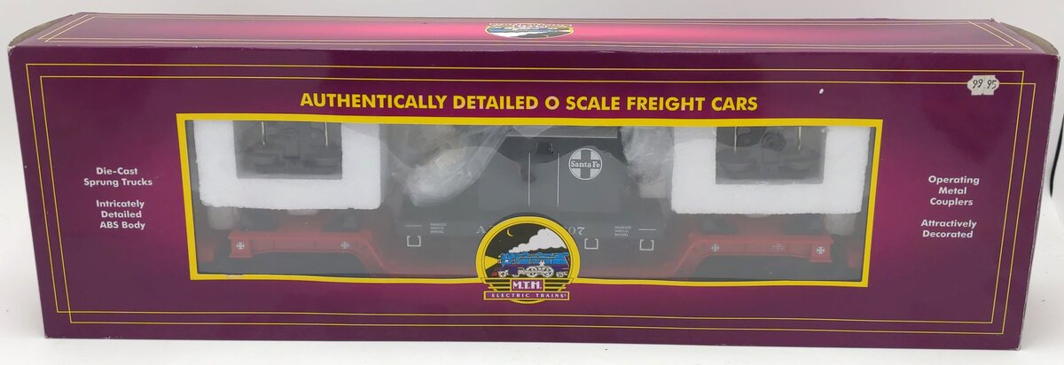 MTH 20-95240 Santa Fe 75' Depressed Flat Car #90015 with Crane Cab