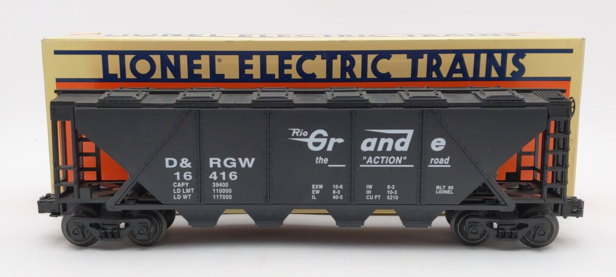 Lionel 6-16416 O Gauge Denver & Rio Grande 4-Bay Hopper with Cover LN/Box