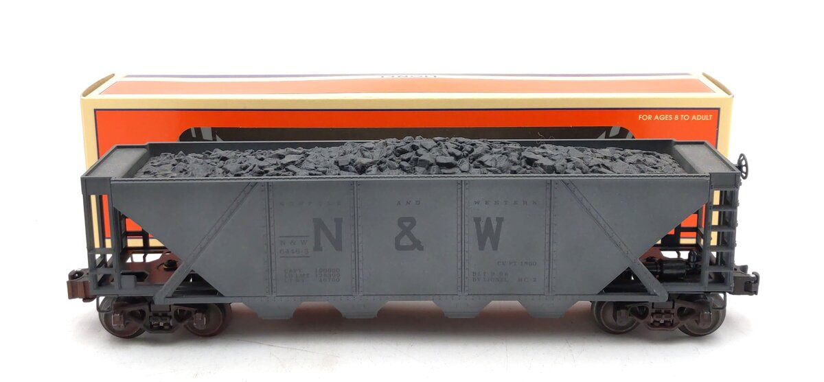 Lionel 6-19326 O N&W 4-Bay Weathered Hopper w/ Coal Load #6446-2 LN/Box