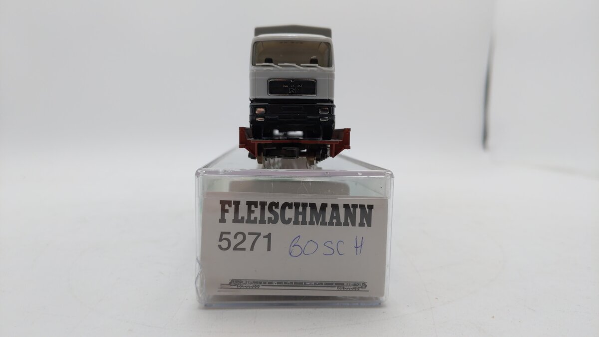 Fleischmann 5271 HO Scale DB Flatcar w/ Bosch Truck & Trailer #4983086-7 VG/Box