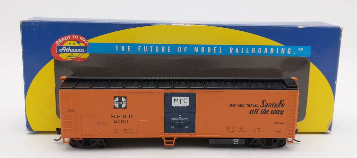 Athearn 7554 HO Scale Santa Fe ATSF 50' Smooth Sided Reefer #2103 LN/Box