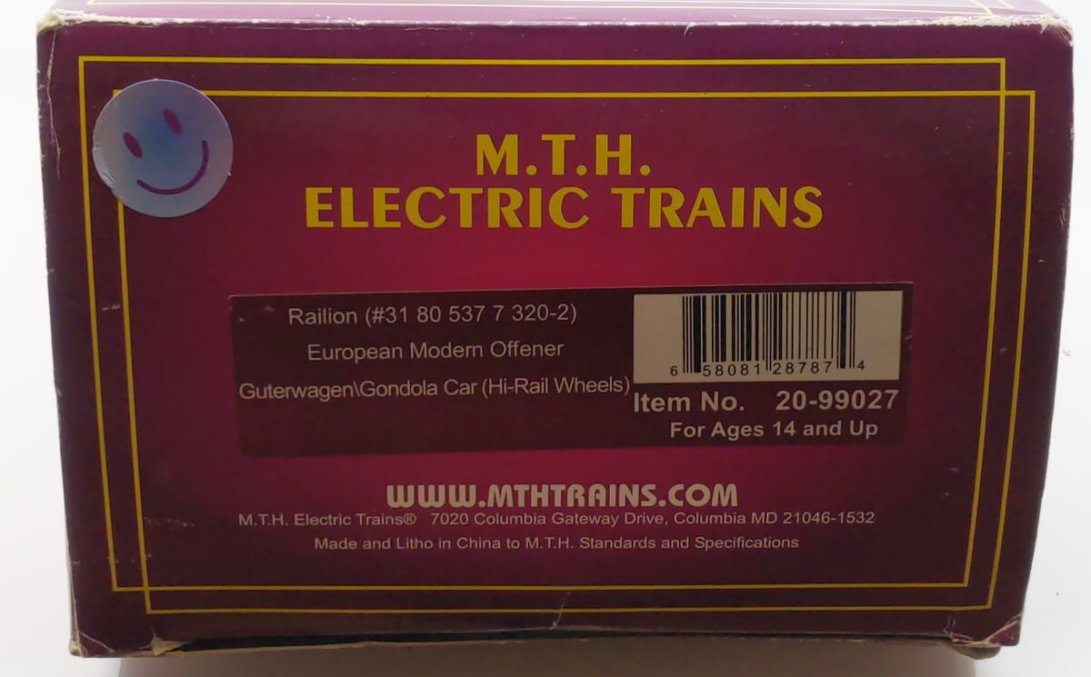 MTH 20-99027 O Gauge Railion European Modern Gondola Car #31 80 537 7 320-2