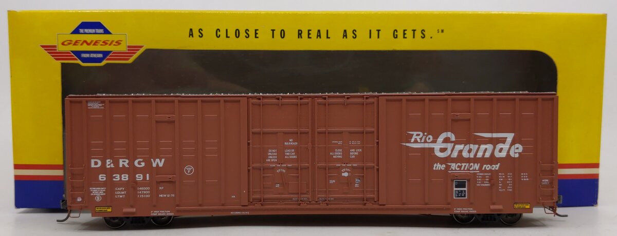 Athearn G4010 HO Scale Denver & Rio Grande Western 60' Boxcar #63891 NIB