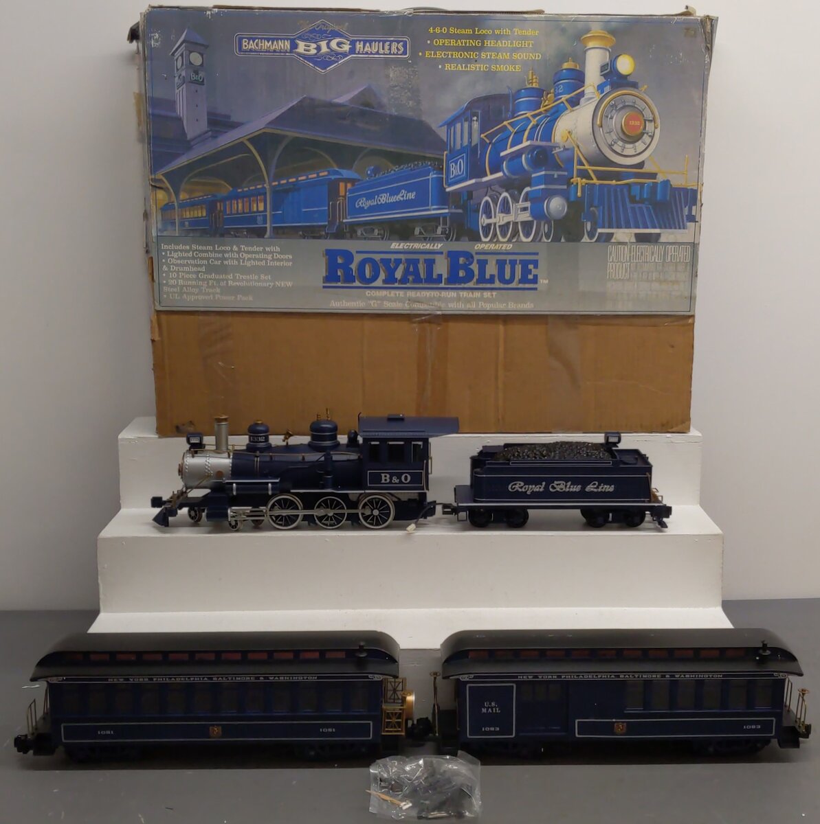 Bachmann 90016 G Scale Royal Blue Steam Train Set VG/Box