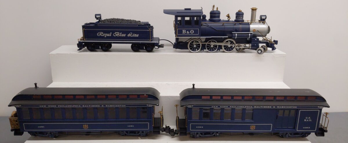 Bachmann 90016 G Scale Royal Blue Steam Train Set VG/Box