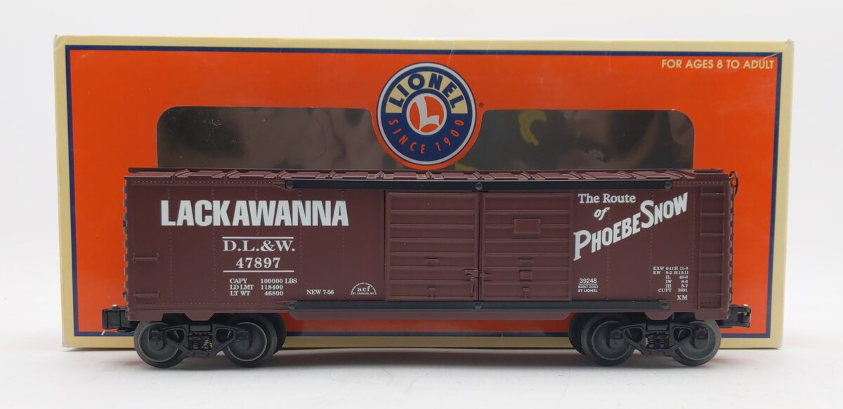 Lionel 6-39248 O Gauge Erie Lackawanna Double Door Box Car w/Hobo Inside #47897 NIB