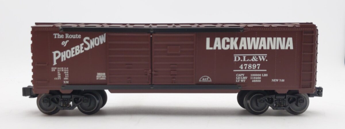 Lionel 6-39248 O Gauge Erie Lackawanna Double Door Box Car w/Hobo Inside #47897 NIB