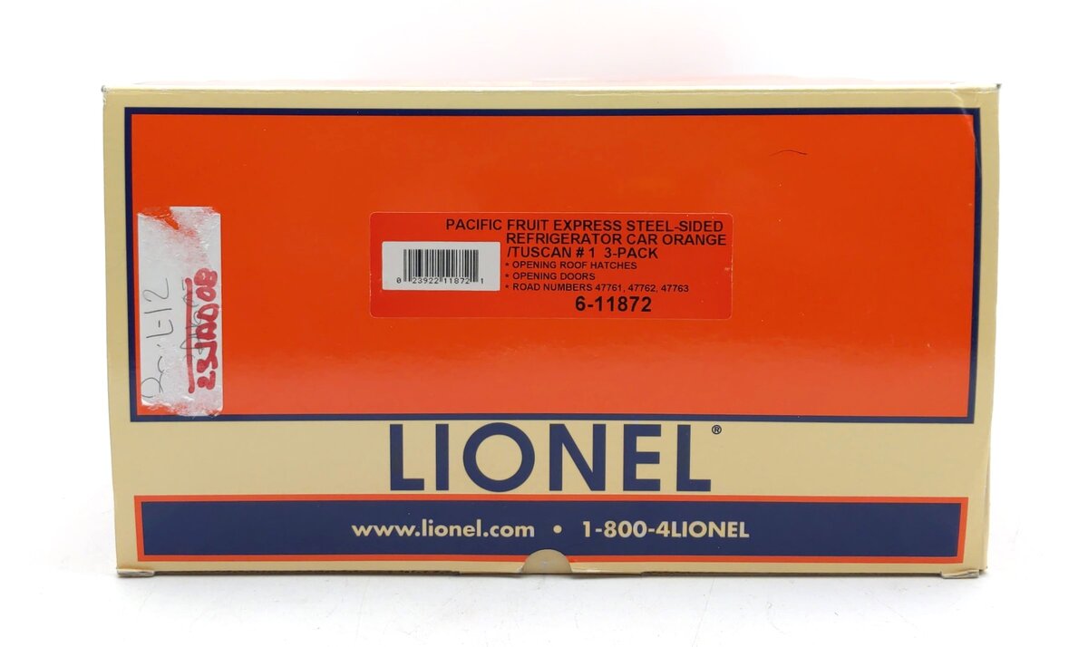 Lionel 6-11872 O Gauge Pacific Fruit Express Refrigerator Car (Pack of 3) LN/Box