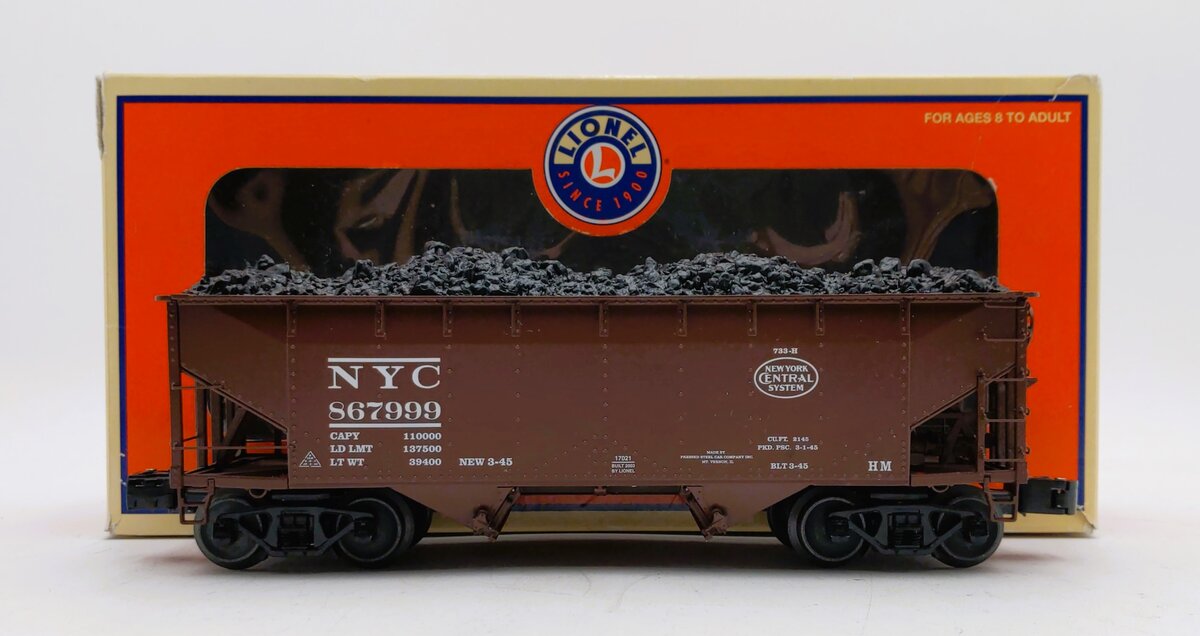 Lionel 6-17021 O Gauge New York Central 2-Bay Offset Hopper w/Load #867999 LN/Box