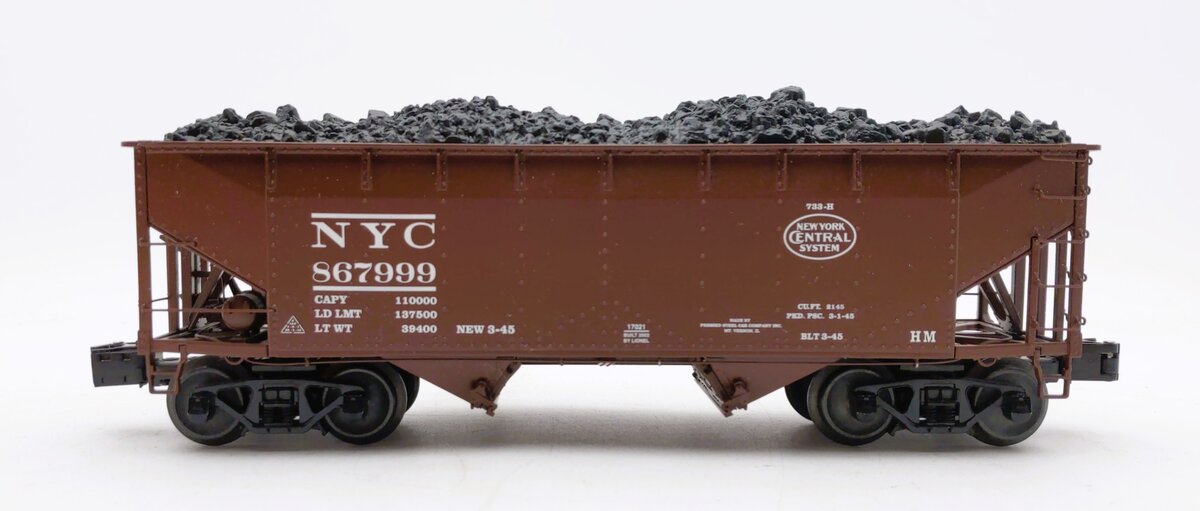 Lionel 6-17021 O Gauge New York Central 2-Bay Offset Hopper w/Load #867999 LN/Box