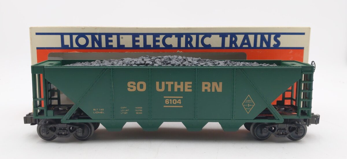 Lionel 6-6104 O Famous American Railroad Southern Hopper w/ Coal Load  #6104 LN/Box