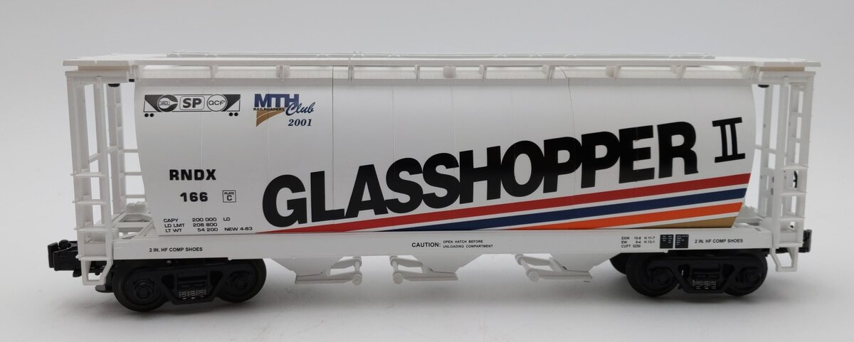 MTH 20-97442 O Gauge RNDX MTHRRC-2001 Glasshopper II Cylindrical Hopper #166 LN/Box