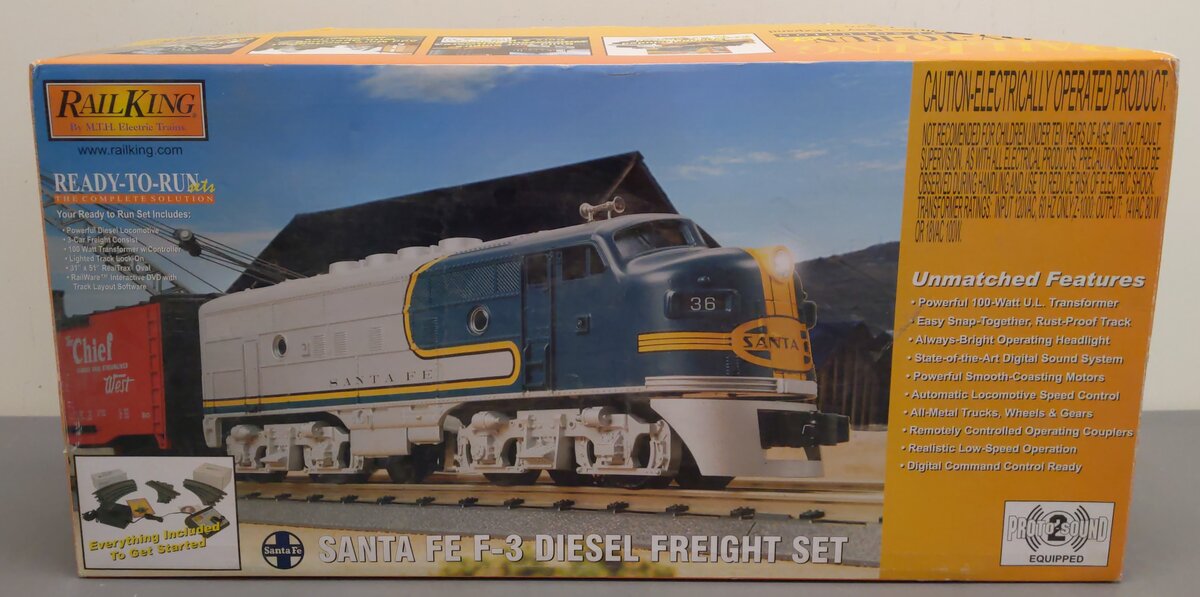 MTH 30-4187-1 Santa Fe RailKing F-3 O Gauge Freight Train Set w/PS2