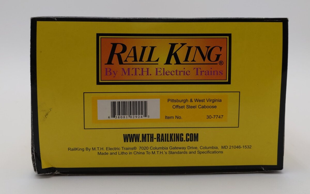 MTH 30-7747 Pittsburgh and West Virginia Offset Steel Caboose LN/Box