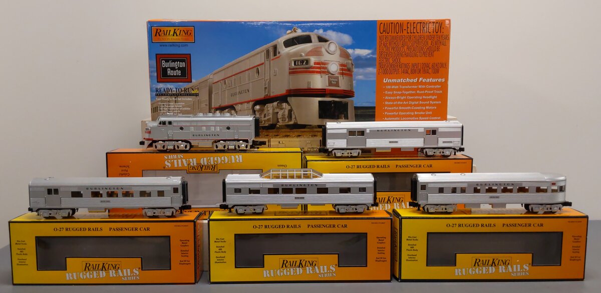 MTH 30-4196-1 Burlington RailKing F-3 O Gauge Diesel Train Set w/PS 2.0 LN/Box