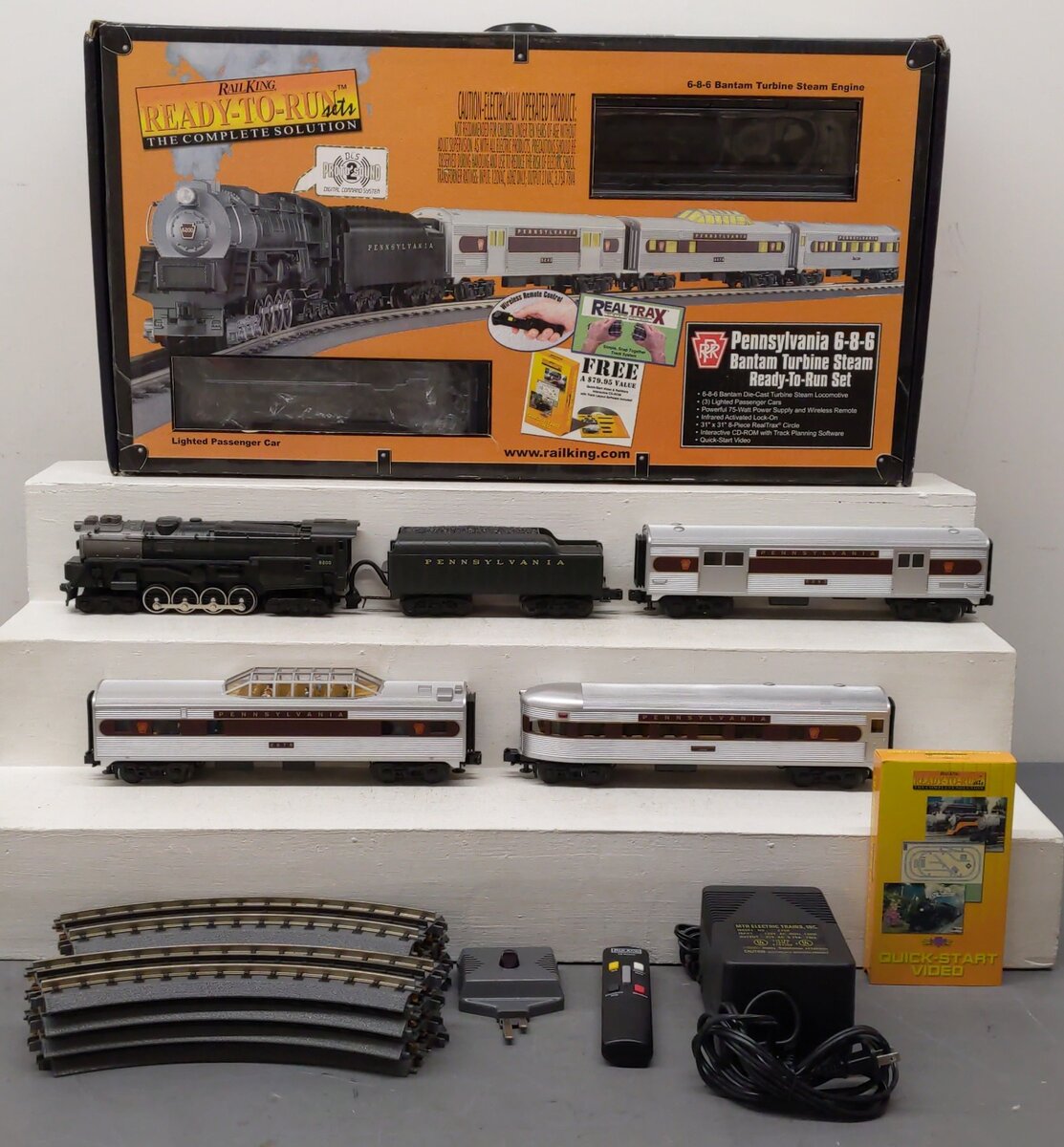 MTH 30-4056-0 Pennsylvania 6-8-6 Bantam Turbine O Gauge Steam Train Set with LS EX/Box