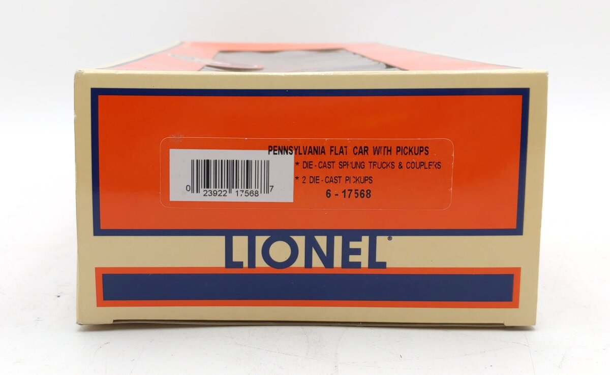 Lionel 6-17568 O Gauge Pennsylvania Flatcar with Pickup Trucks