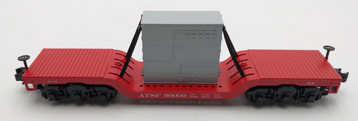 MTH 30-8301 O Gauge Santa Fe Die-Cast Depressed Center Flatcar w/ Transformer NIB