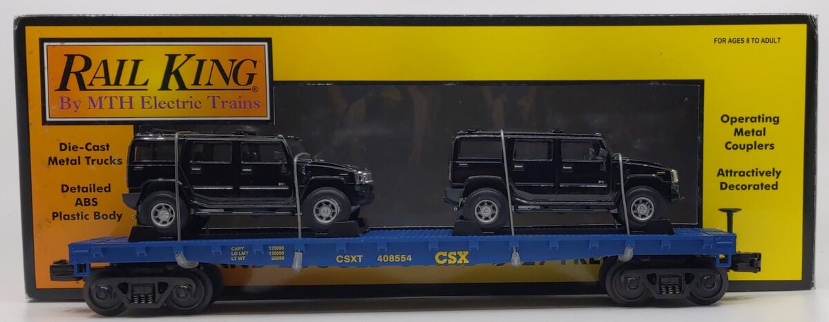 MTH 30-76270 O Gauge CSX Flat w/2 Black H2 Hummers