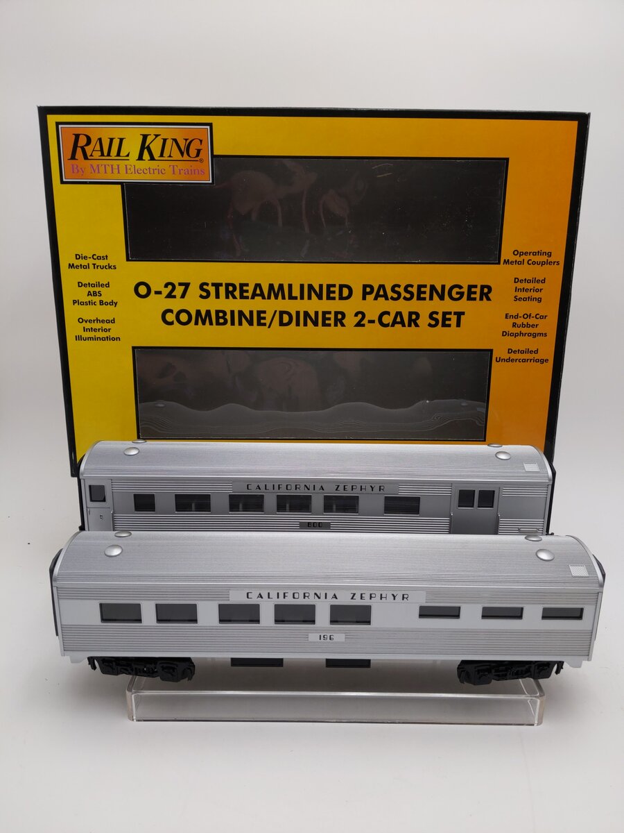 MTH 30-6054 O California Zephyr O-27 Streamlined Combo/Diner Set (Set of 2) LN/Box