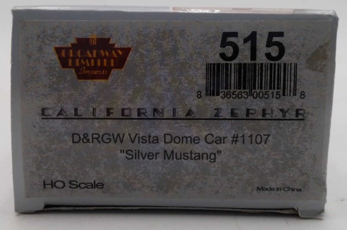 Broadway Limited 515 HO D&RGW California Zephyr "Silver Mustang" Vista Dome #110