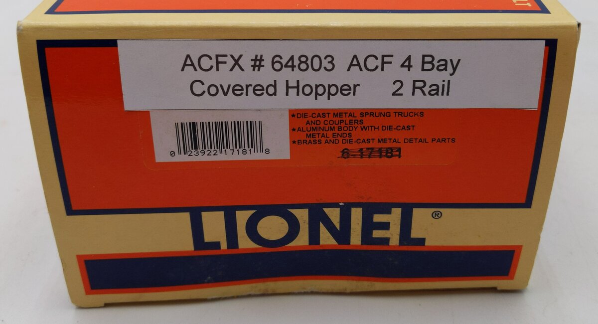 Lionel O Scale 2-Rail ACFX Covered Hopper #64803 LN/Box
