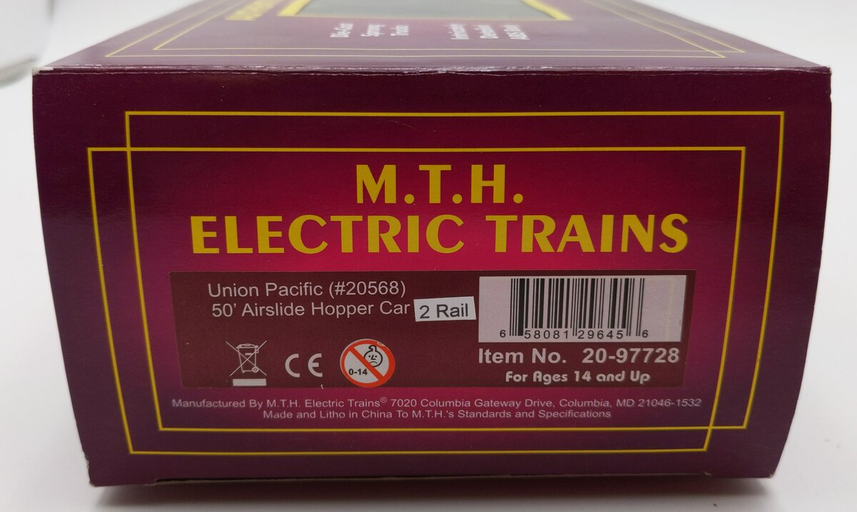 MTH 20-97728 O Gauge Union Pacific 50' Airslide Hopper #20568