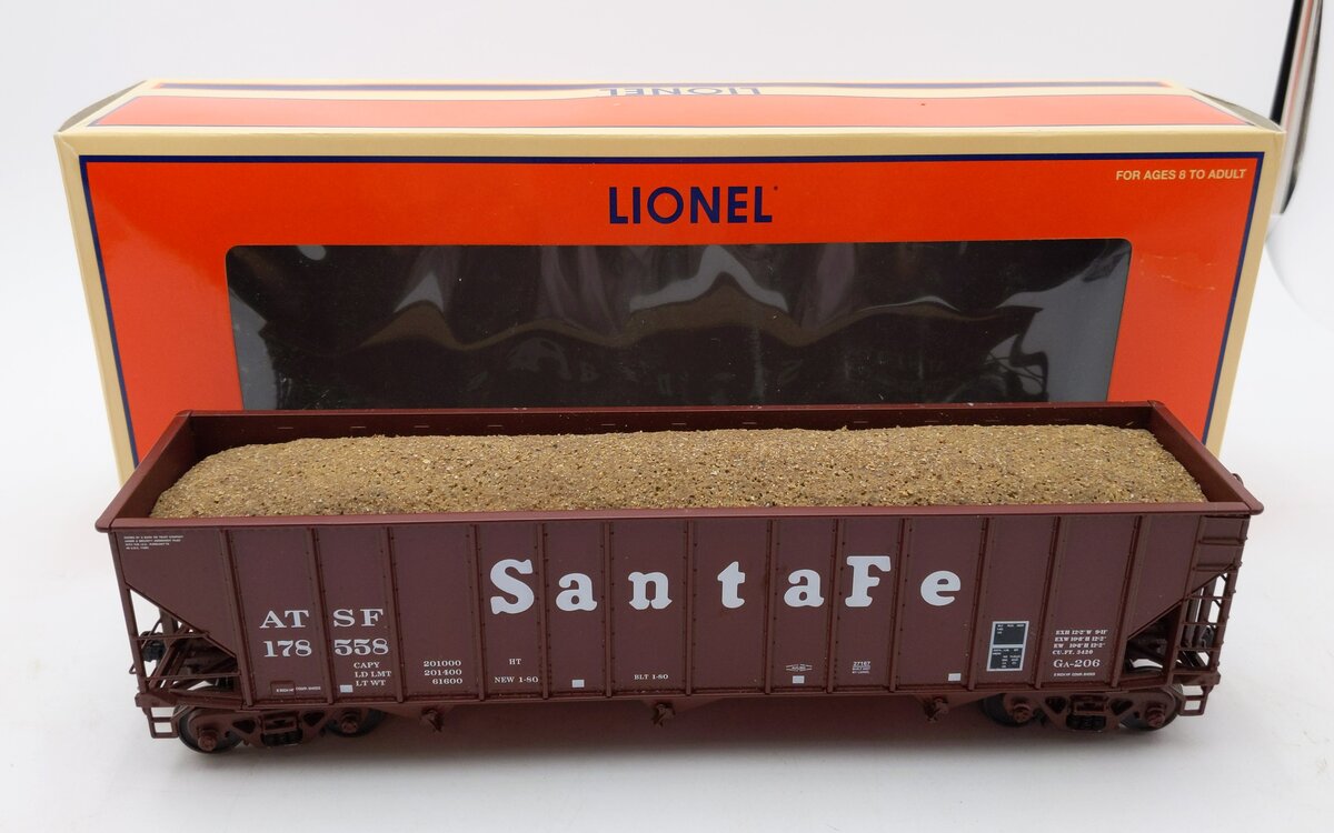 Lionel 6-27167 O Gauge Santa Fe AT&SF 3-Bay Hopper With Coal Load #178558