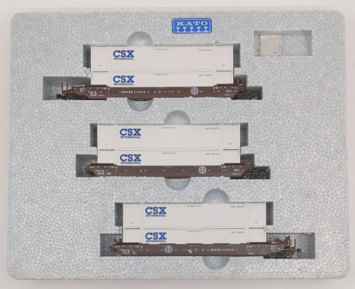 Kato 106-6125 N Scale BNSF Gunderson Double Stack Cars (Pack of 3)