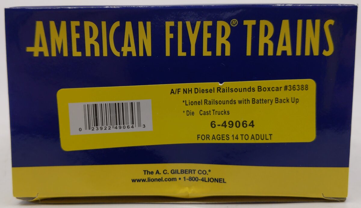 American Flyer 6-49064 S New Haven Diesel RailSounds Boxcar #36388 MT/Box