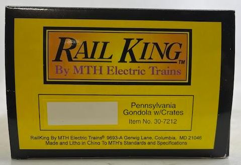 MTH 30-7212 O Gauge Pennsylvania Gondola w/ Crates #376901 LN/Box